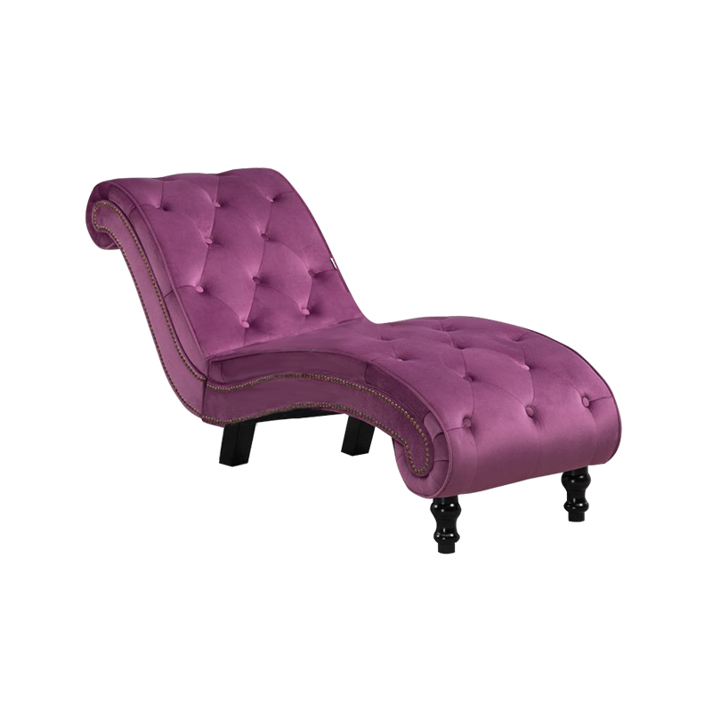 Chaise longue interior tapizada en terciopelo, silla lounge con botones