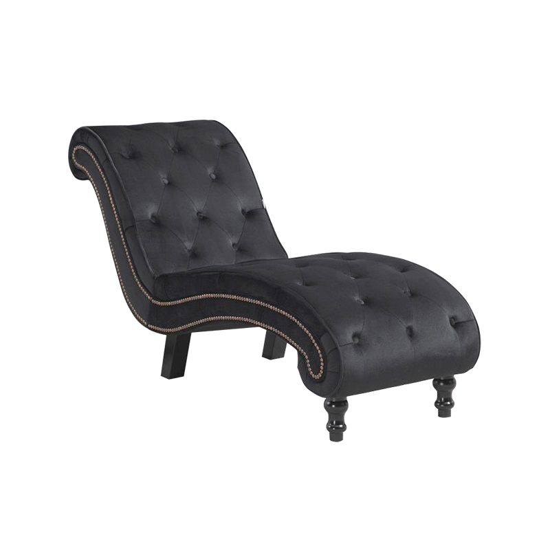 Chaise longue interior tapizada en terciopelo, silla lounge con botones