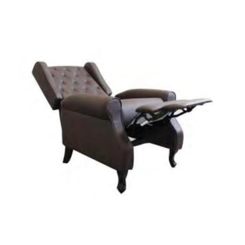 Sillón reclinable de estilo wingback tapizado en cuero PU, con mecanismo de empuje hacia atrás y función de masaje vibratorio, ideal como silla de acento individual