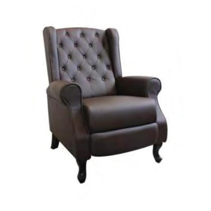 Sillón reclinable de estilo wingback tapizado en cuero PU, con mecanismo de empuje hacia atrás y función de masaje vibratorio, ideal como silla de acento individual