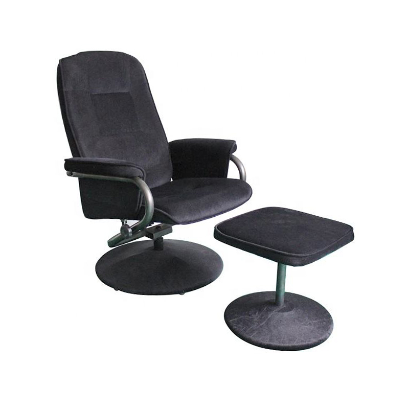 Silla euro reclinable con base giratoria manual de oficina con otomano