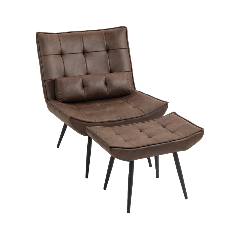 Sillones de cuero tradicionales de la silla del ocio con el otomano para la sala de estar